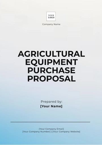 Free Agricultural Equipment Purchase Proposal Template to Edit Online