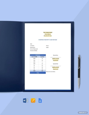Construction Petty Cash Return Template