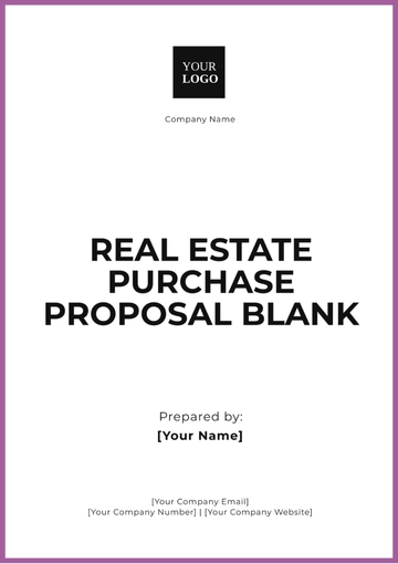 Free Real Estate Purchase  Proposal Blank Template to Edit Online