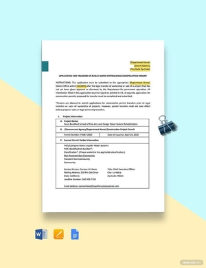 Construction Transfer Permit Template