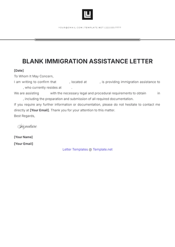 Free Blank Immigration Assistance Letter Template to Edit Online
