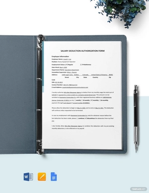 Construction Salary Deduction Authorization Template