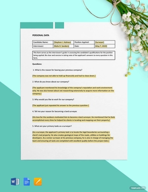 Construction Interview Form - Surveyor Template