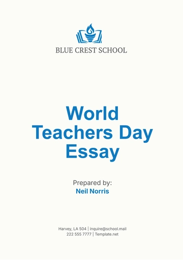 Free World Teachers' Day Essay Template to Edit Online