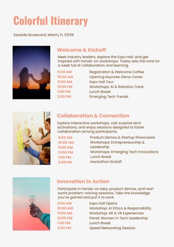 Free Colorful Itinerary Template to Edit Online