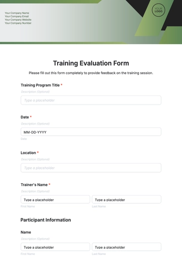 Free Training Evaluation Form Template to Edit Online