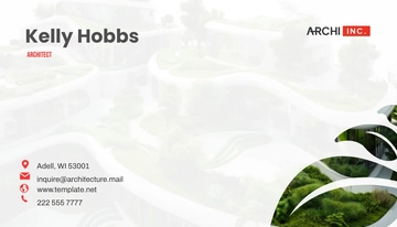 Free Architecture Green Business Card Template to Edit Online