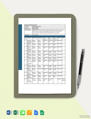 Request for Information Log Template