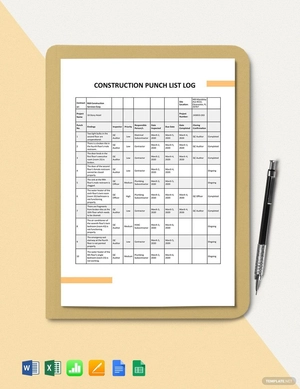 Construction Project Punchlist Template