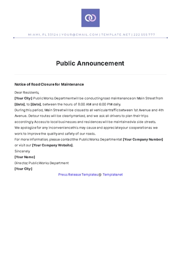 Free Public Announcement Template to Edit Online