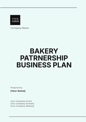 Free Bakery Partnership Business Plan Template to Edit Online