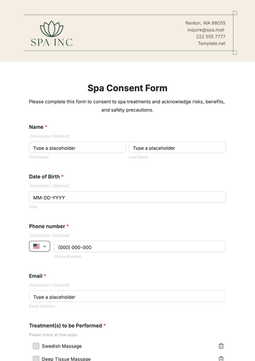 Free Spa Consent Form Template