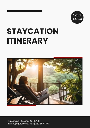 Free Staycation Itinerary Template to Edit Online