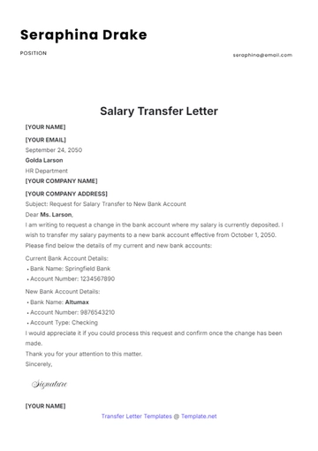 Free Salary Transfer Letter Template to Edit Online