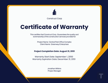 Free Warranty Certificate for Contractor Template to Edit Online