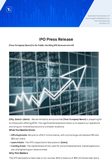 Free IPO Press Release Template to Edit Online