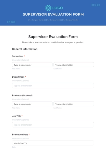 Free Supervisor Evaluation Form Template to Edit Online