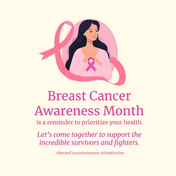 Free Breast Cancer Awareness Month LinkedIn Post Template to Edit Online
