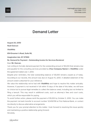 Free Demand Letter Template to Edit Online