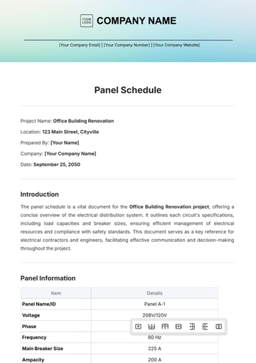 Free Panel Schedule Template to Edit Online