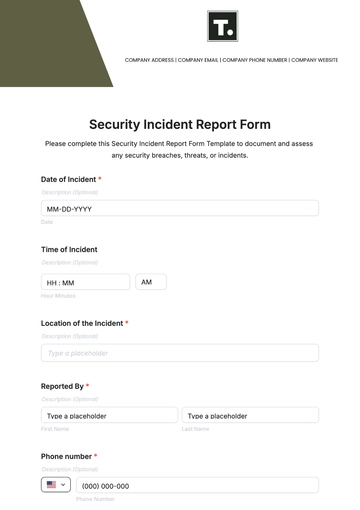 Free Security Incident Report Form Template to Edit Online
