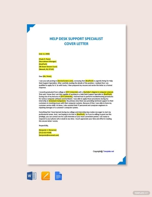 Help Desk Support Specialist Cover Letter