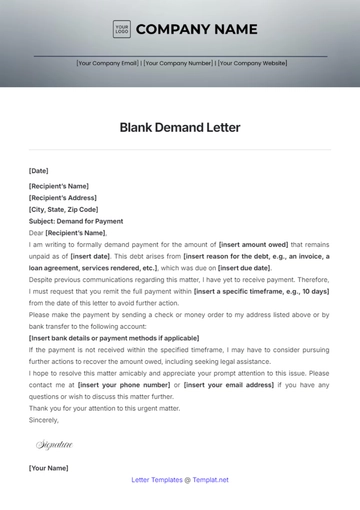 Free Blank Demand Letter Template to Edit Online