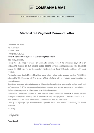 Free Medical Bill Payment Demand Letter Template to Edit Online