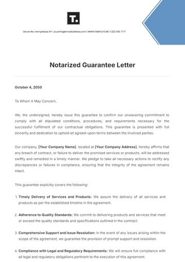 Free Notarized Guarantee Letter Template to Edit Online