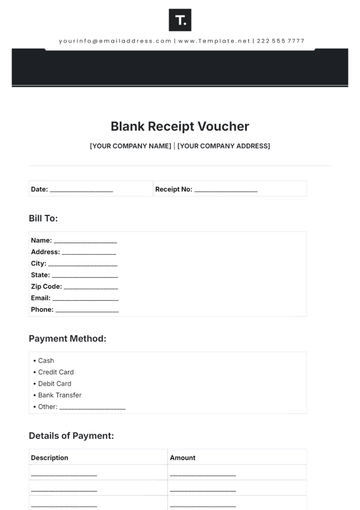 Free Blank Receipt Voucher Template to Edit Online