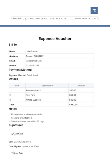 Free Expense Voucher Template to Edit Online