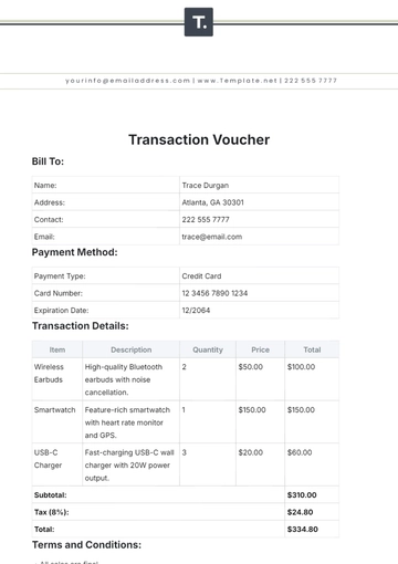 Free Transaction Voucher Template to Edit Online