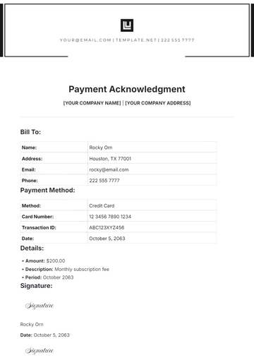 Free Payment Acknowledgment Template to Edit Online