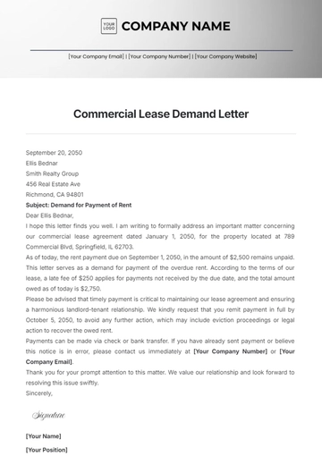 Free Commercial Lease Demand Letter Template to Edit Online