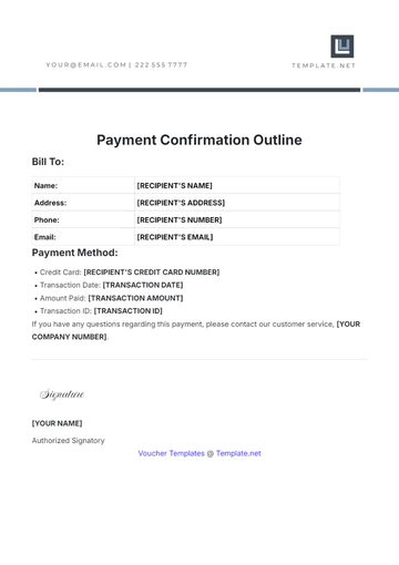 Free Payment Confirmation Outline Template to Edit Online