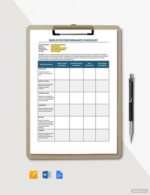 Employee Performance Checklist Template