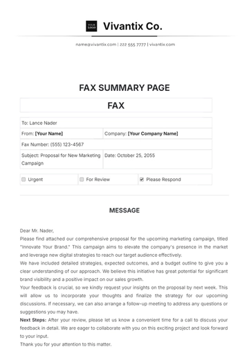 Free Fax Summary Page Template to Edit Online