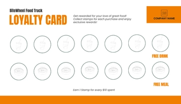 Free Food Truck Loyalty Card Template to Edit Online
