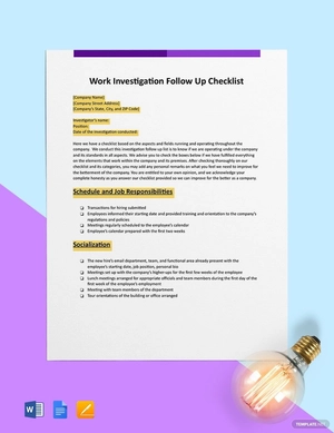 Workplace Investigation Follow-Up Checklist Template