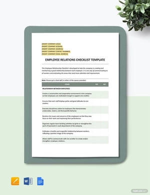 Employee Relations Checklist Template