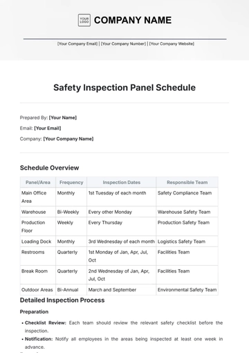 Free Safety Inspection Panel Schedule Template to Edit Online