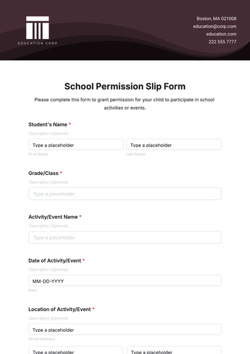 Free School Permission Slip Form Template to Edit Online