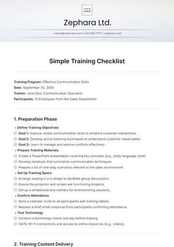 Free Simple Training Checklist Template to Edit Online