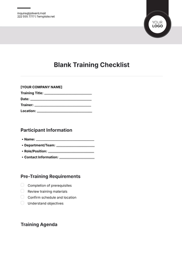Free Blank Training Checklist Template to Edit Online