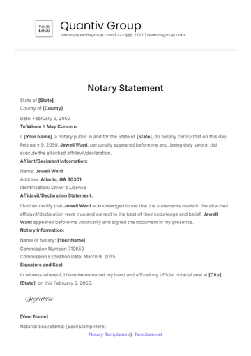 Free Notary Statement Template to Edit Online