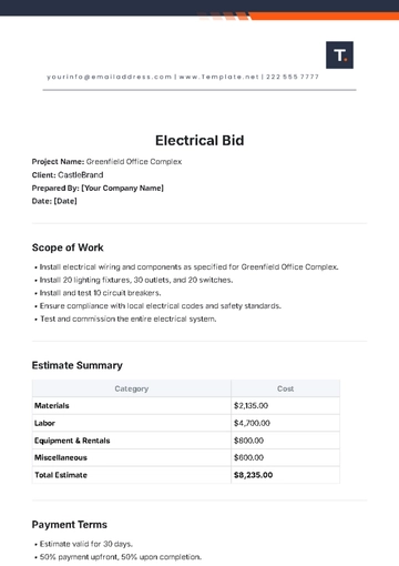 Free Electrical Bid Template to Edit Online