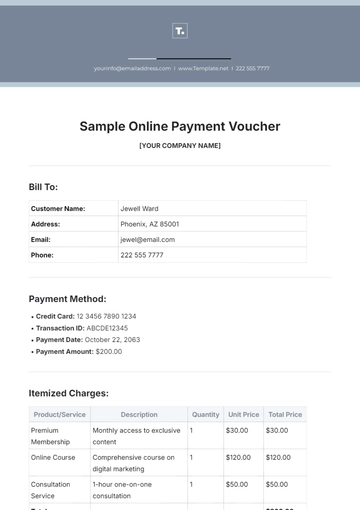 Free Sample Online Payment Voucher Template to Edit Online