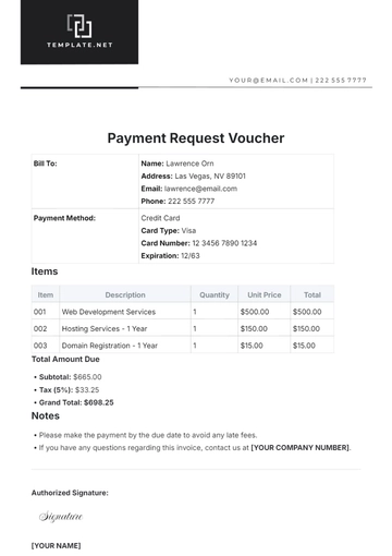 Free Payment Request Voucher Template to Edit Online