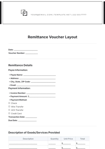 Free Remittance Voucher Layout Template to Edit Online