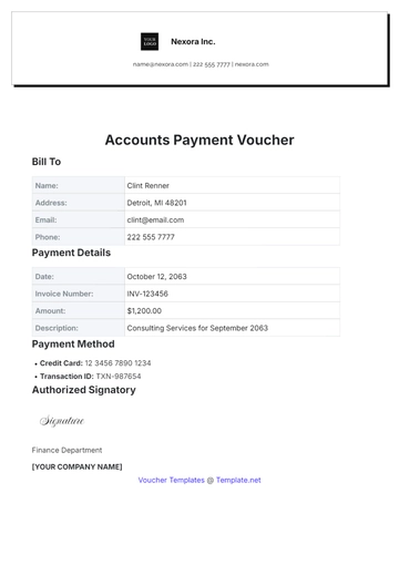 Free Accounts Payment Voucher Template to Edit Online